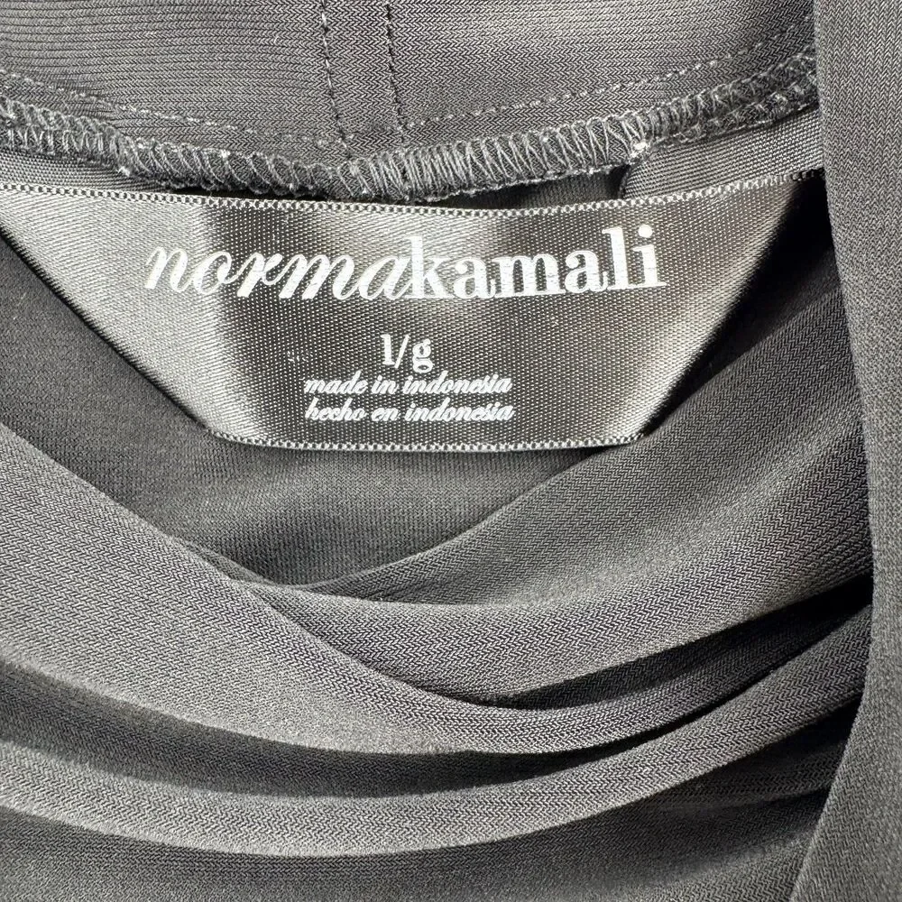 Norma Kamali Black Draped Cowl Neck Top Women L Long Sleeve Stretch Minimalist